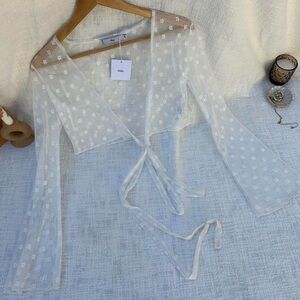 nwt adika | size s | sheer tie front cardigan